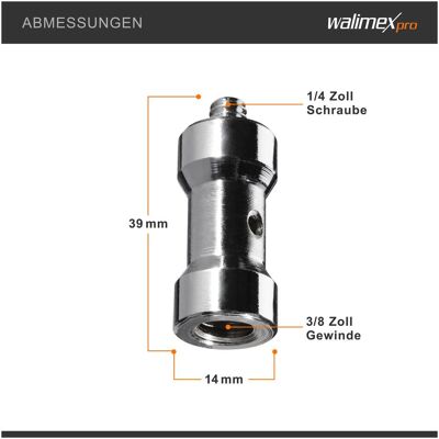 Walimex Set 4x Spigot Gewinde Adapter 3/8" auf 1/4" Fotografie Kamera Zubehör (Stativadapter), Stativ Zubehör, Silber Walimex Set 4x Spigot Gewinde Adapter 3/8" auf 1/4" Fotografie Kamera Zubehör (Stativadapter), Stativ Zubehör, Silber