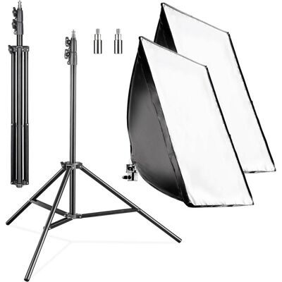 Wiltec 2x Softbox mit 2x Lampenstativ LED Studioleuchte Fotostudio (Studioleuchte), Dauerlicht, Weiss, Schwarz, Silber Wiltec 2x Softbox mit 2x Lampenstativ LED Studioleuchte Fotostudio (Studioleuchte), Dauerlicht, Weiss, Schwarz, Silber