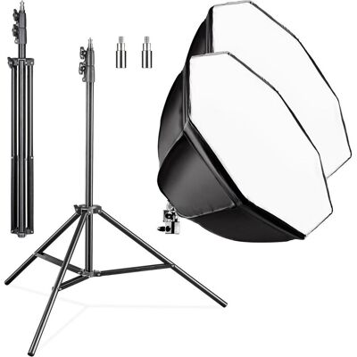 Wiltec Octagon 2x Softbox mit 2x Lampenstativ LED Studioleuchte Fotostudio, Dauerlicht, Weiss, Schwarz, Silber Wiltec Octagon 2x Softbox mit 2x Lampenstativ LED Studioleuchte Fotostudio, Dauerlicht, Weiss, Schwarz, Silber