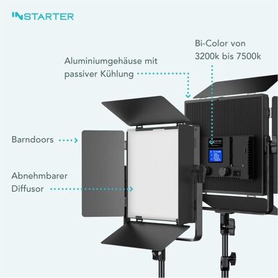 Wiltec Spectar LED Panel 5.2 Kit (Flächenleuchte, Studioleuchte, Videoleuchte), Dauerlicht, Schwarz Wiltec Spectar LED Panel 5.2 Kit (Flächenleuchte, Studioleuchte, Videoleuchte), Dauerlicht, Schwarz