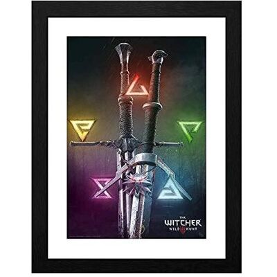 GB Eye The Witcher Framed Print Cornice Signs & Swords, Weiteres Gaming Zubehör GB Eye The Witcher Framed Print Cornice Signs & Swords, Weiteres Gaming Zubehör