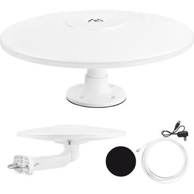 Maclean Antena Wielokierunkowa Dvb-T/T2 Hevc Aktywna Camper Centralne Mocowanie Kabla Mctv-104, SAT Spiegel + SAT Antennen, Weiss Maclean Antena Wielokierunkowa Dvb-T/T2 Hevc Aktywna Camper Centralne Mocowanie Kabla Mctv-104, SAT Spiegel + SAT Antennen, Weiss
