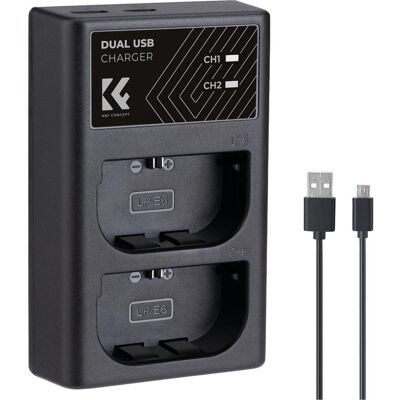 K&F Concept LPE6NH Digital Camera LED Dual Channel Charger with Type C Charging Cable (Kamera Akku Ladegerät), Kamera Stromversorgung, Schwarz K&F Concept LPE6NH Digital Camera LED Dual Channel Charger with Type C Charging Cable (Kamera Akku Ladegerät), Kamera Stromversorgung, Schwarz