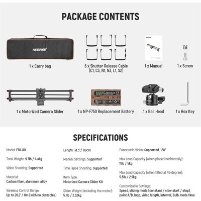 Neewer 80cm App Electronic Video Slider (Diverses Video Zubehör), Video Zubehör Neewer 80cm App Electronic Video Slider (Diverses Video Zubehör), Video Zubehör