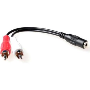 ACT 0,15 meter audio connection cable 1x 3,5 mmm jack male naar 1x 3.5mm stereo jack female - 2x RCA (0.15 m), Audiokabel ACT 0,15 meter audio connection cable 1x 3,5 mmm jack male naar 1x 3.5mm stereo jack female - 2x RCA (0.15 m), Audiokabel