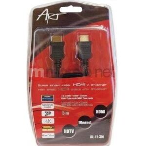 ART HDMI Kabel - 3M Schwarz - HDMI 1.4 - Unterstützt 3D, Ethernet ART HDMI Kabel - 3M Schwarz - HDMI 1.4 - Unterstützt 3D, Ethernet