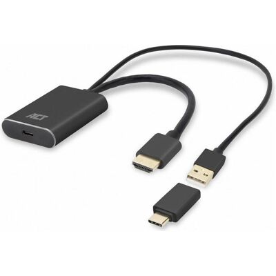 ACT AC7537 (HDMI, USB Typ-C, 25 cm), Data + Video Adapter, Schwarz ACT AC7537 (HDMI, USB Typ-C, 25 cm), Data + Video Adapter, Schwarz
