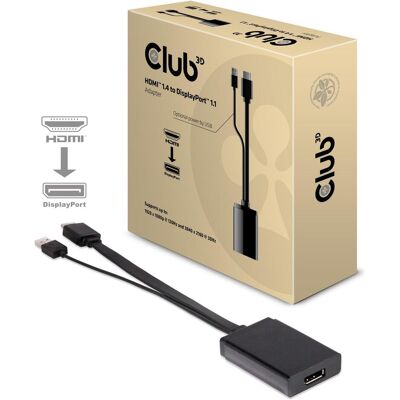 Club 3D HDMI 1.4 auf DisplayPort1.1 Adapter (DP, 31 cm), Data + Video Adapter, Schwarz Club 3D HDMI 1.4 auf DisplayPort1.1 Adapter (DP, 31 cm), Data + Video Adapter, Schwarz