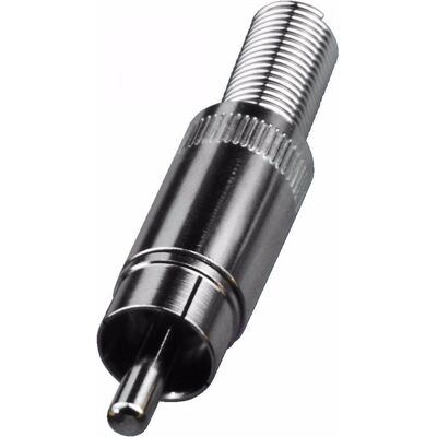 MONACOR Cinch-Stecker Verchromt Kabeleinlass 5.5mm, Elektronikkabel + Stecker, Silber MONACOR Cinch-Stecker Verchromt Kabeleinlass 5.5mm, Elektronikkabel + Stecker, Silber