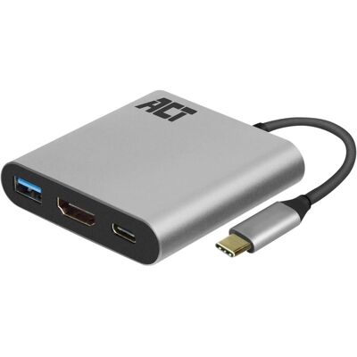 ACT Multiport-Adapter (HDMI, USB, 16 cm), Data + Video Adapter, Silber ACT Multiport-Adapter (HDMI, USB, 16 cm), Data + Video Adapter, Silber
