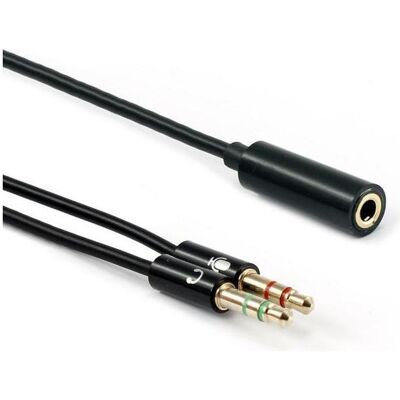Sbox 3.5mm F. 4Pin - 2 X 3.5mm M. 3Pin 0.2m 35F-2X35M (0.20 m), Audiokabel Sbox 3.5mm F. 4Pin - 2 X 3.5mm M. 3Pin 0.2m 35F-2X35M (0.20 m), Audiokabel