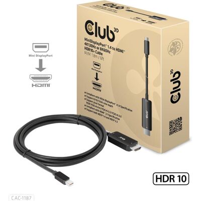 Club 3D Club3D Kabel MiniDP 1.4 > HDMI St/St (1.80 m), Videokabel, Schwarz Club 3D Club3D Kabel MiniDP 1.4 > HDMI St/St (1.80 m), Videokabel, Schwarz