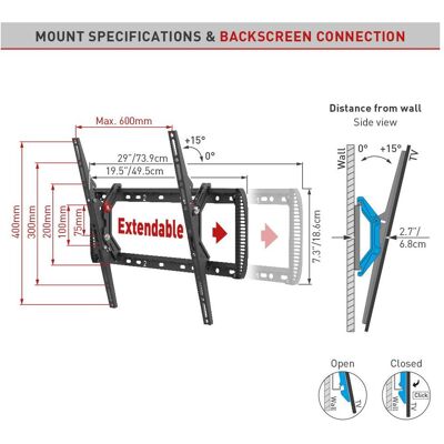 Barkan TV-Wandhalterung 13-90", neigbar bis 15° (Wand, 60 kg, 13" - 90"), TV Wandhalterung, Schwarz Barkan TV-Wandhalterung 13-90", neigbar bis 15° (Wand, 60 kg, 13" - 90"), TV Wandhalterung, Schwarz