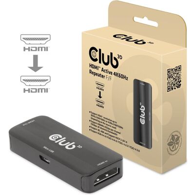 Club 3D Club3D Repeater HDMI > HDMI 4K60Hz aktiv Bu/Bu retail (0.06 m), Videokabel, Schwarz Club 3D Club3D Repeater HDMI > HDMI 4K60Hz aktiv Bu/Bu retail (0.06 m), Videokabel, Schwarz