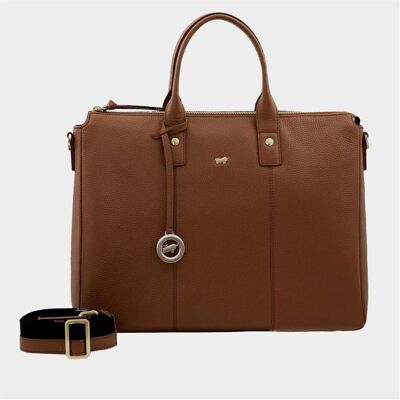 Büffel HANNA Damen Leder mit Laptopfach saddle brown (15"), Notebooktasche, Braun Büffel HANNA Damen Leder mit Laptopfach saddle brown (15"), Notebooktasche, Braun