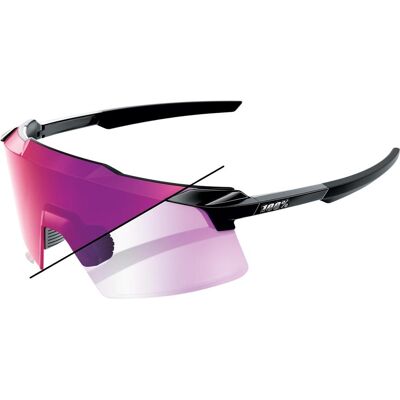 100%, Unisex, Sportbrille, AEROCRAFT Gloss Black - Purple Mirror Photochromic Lens (Black, Gloss Black, Violett), Violett, Schwarz 100%, Unisex, Sportbrille, AEROCRAFT Gloss Black - Purple Mirror Photochromic Lens (Black, Gloss Black, Violett), Violett, Schwarz