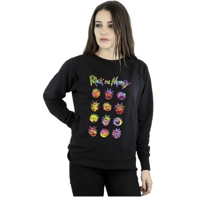 Rick And Morty, Damen, Pullover, Tie Dye Faces Sweatshirt, Schwarz, (XL) Rick And Morty, Damen, Pullover, Tie Dye Faces Sweatshirt, Schwarz, (XL)