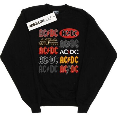 AC/DC, Damen, Pullover, Multi Logos Sweatshirt, Schwarz, (L) AC/DC, Damen, Pullover, Multi Logos Sweatshirt, Schwarz, (L)