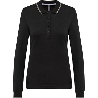 Kariban, Damen, Shirts, Polo-Shirt aus Piqué-Strick langarm, Damen, Mehrfarbig, Grau, Schwarz, (S) Kariban, Damen, Shirts, Polo-Shirt aus Piqué-Strick langarm, Damen, Mehrfarbig, Grau, Schwarz, (S)