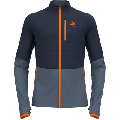 Odlo, Herren, Funktionsshirt, Descent Ceramiwarm 200 SL Full Zip (XL), Blau, Grau, XL Odlo, Herren, Funktionsshirt, Descent Ceramiwarm 200 SL Full Zip (XL), Blau, Grau, XL