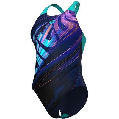 Arena, Damen, Badeanzüge, Women's Flow Swimsuit V Back LB, Blau, Mehrfarbig, (40) Arena, Damen, Badeanzüge, Women's Flow Swimsuit V Back LB, Blau, Mehrfarbig, (40)