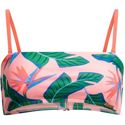 Superdry, Damen, Bikinis, Bandeau-Bikinioberteil mit tropischem Print, Rosa, Pink, (XL) Superdry, Damen, Bikinis, Bandeau-Bikinioberteil mit tropischem Print, Rosa, Pink, (XL)