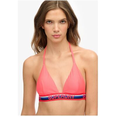 Superdry, Damen, Bikinis, Gestreiftes Triangel-Bikinioberteil, Rot, Pink, (12XL) Superdry, Damen, Bikinis, Gestreiftes Triangel-Bikinioberteil, Rot, Pink, (12XL)