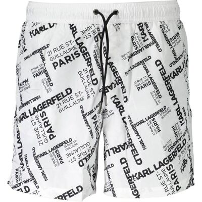 Karl Lagerfeld, Herren, Badehosen, Bianco Polyester Men's Swim Boxer, Weiss, (S) Karl Lagerfeld, Herren, Badehosen, Bianco Polyester Men's Swim Boxer, Weiss, (S)