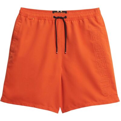 Superdry, Herren, Badehosen, 17" Premium Badeshorts mit Stickerei, Orange, Grau, (XXL) Superdry, Herren, Badehosen, 17" Premium Badeshorts mit Stickerei, Orange, Grau, (XXL)