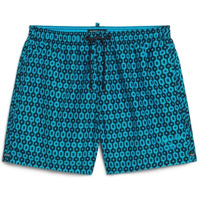 Superdry, Herren, Badehosen, 15" Badeshorts aus recyceltem Material mit Print, Blau, (XXL) Superdry, Herren, Badehosen, 15" Badeshorts aus recyceltem Material mit Print, Blau, (XXL)