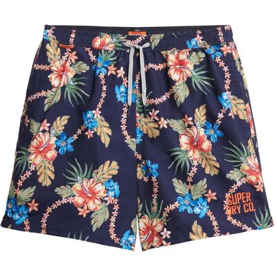 Superdry, Herren, Badehosen, 43cm lange Badeshorts mit Hawaii-Print, Blau, (M) Superdry, Herren, Badehosen, 43cm lange Badeshorts mit Hawaii-Print, Blau, (M)