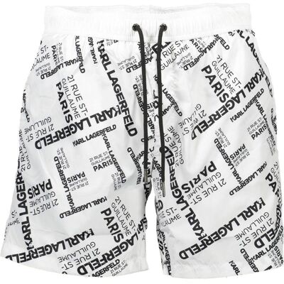 Karl Lagerfeld, Herren, Badehosen, White Polyester Men's Swim Boxer, Weiss, (S) Karl Lagerfeld, Herren, Badehosen, White Polyester Men's Swim Boxer, Weiss, (S)