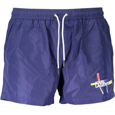 Karl Lagerfeld, Herren, Badehosen, Blue Polyester Men's Swim Boxer, Blau, (S) Karl Lagerfeld, Herren, Badehosen, Blue Polyester Men's Swim Boxer, Blau, (S)