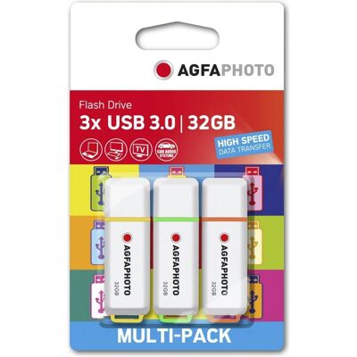 Agfaphoto USB 3.2 Gen 1 32GB Color Mix MP3 (32 GB, USB-A), USB Stick, Mehrfarbig Agfaphoto USB 3.2 Gen 1 32GB Color Mix MP3 (32 GB, USB-A), USB Stick, Mehrfarbig