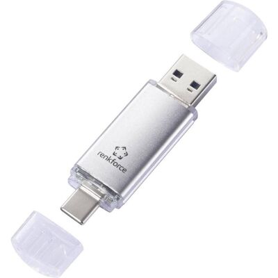 Renkforce RF-USBOS-240 USB-Stick 128 GB Silber RF-7577906 USB-A, USB-C (128 GB, USB-A, USB-C), USB Stick, Silber Renkforce RF-USBOS-240 USB-Stick 128 GB Silber RF-7577906 USB-A, USB-C (128 GB, USB-A, USB-C), USB Stick, Silber