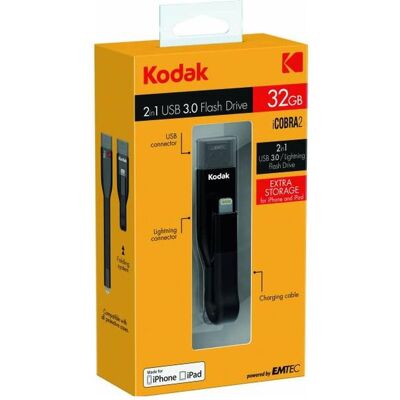 Kodak iCobra2 Pendrive, 32GB (KD0036) (32 GB, USB-C), USB Stick, Schwarz Kodak iCobra2 Pendrive, 32GB (KD0036) (32 GB, USB-C), USB Stick, Schwarz