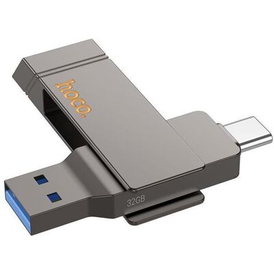 Hoco Memory cards pendrive USB A + USB C UD15 32GB USB3.2 (32 GB, USB-A, USB-C), USB Stick, Grau Hoco Memory cards pendrive USB A + USB C UD15 32GB USB3.2 (32 GB, USB-A, USB-C), USB Stick, Grau