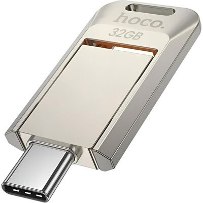 Hoco Memory cards pendrive USB A + USB C UD17 32GB USB3.0 (32 GB, USB-A, USB-C), USB Stick, Silber, Grau Hoco Memory cards pendrive USB A + USB C UD17 32GB USB3.0 (32 GB, USB-A, USB-C), USB Stick, Silber, Grau