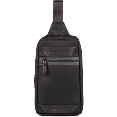 Piquadro, Herren, Handtasche, Trakai, Leather & Fabric, Mono Sling, Textile Crossbody Bag, Blac, Schwarz Piquadro, Herren, Handtasche, Trakai, Leather & Fabric, Mono Sling, Textile Crossbody Bag, Blac, Schwarz