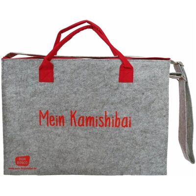Don Bosco, Handtasche, Umhängetasche /"Mein Kamishibai/". Modell 2019. Aus grauem Filz, verstärktem Boden, roten Seitenteil, Rot, Grau Don Bosco, Handtasche, Umhängetasche /"Mein Kamishibai/". Modell 2019. Aus grauem Filz, verstärktem Boden, roten Seitenteil, Rot, Grau