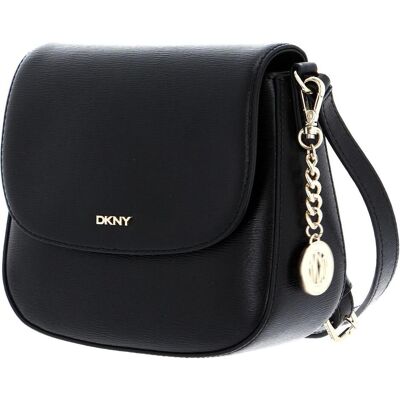 DKNY, Damen, Handtasche, Leder Umhängetasche Bryant Satteltasche Schwarz / Gold Schwarz, Gold, Schwarz DKNY, Damen, Handtasche, Leder Umhängetasche Bryant Satteltasche Schwarz / Gold Schwarz, Gold, Schwarz