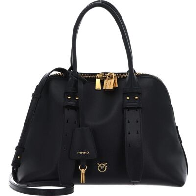 Pinko, Damen, Handtasche, Bowling Bag Zip Mini Vitello, Gold, Schwarz Pinko, Damen, Handtasche, Bowling Bag Zip Mini Vitello, Gold, Schwarz