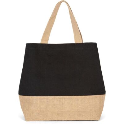Kimood, Tasche, Tote bag Baumwolltuch und Jute, Schwarz, Braun Kimood, Tasche, Tote bag Baumwolltuch und Jute, Schwarz, Braun
