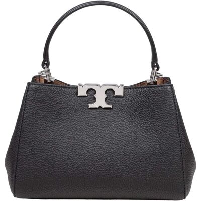 Tory Burch, Damen, Handtasche, eleanor mini satchel in hammered leather black, Schwarz Tory Burch, Damen, Handtasche, eleanor mini satchel in hammered leather black, Schwarz