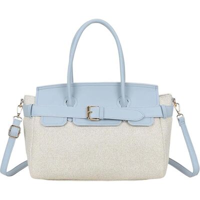 Gallantry, Damen, Tasche, Damen Mini Handtasche Ecru Canvas, Blau Gallantry, Damen, Tasche, Damen Mini Handtasche Ecru Canvas, Blau