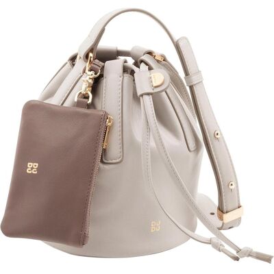 Dudu, Damen, Handtasche, Beuteltasche Leder 14 cm, Grau Dudu, Damen, Handtasche, Beuteltasche Leder 14 cm, Grau