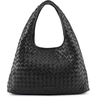 Les Visionnaires, Damen, Handtasche, Paz Weave Silky Schultertasche Leder 42 cm, Schwarz Les Visionnaires, Damen, Handtasche, Paz Weave Silky Schultertasche Leder 42 cm, Schwarz