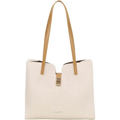 Gallantry, Damen, Tasche, Damen Shopper goldener Verschluss lange Henkel, Beige Gallantry, Damen, Tasche, Damen Shopper goldener Verschluss lange Henkel, Beige