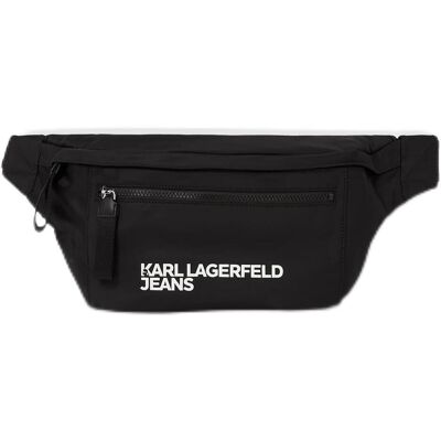 Karl Lagerfeld, Herren, Bauchtasche, Essentielle Nylon-Hüfttasche mit mehreren Fächern und verstellbarem Band, Schwarz Karl Lagerfeld, Herren, Bauchtasche, Essentielle Nylon-Hüfttasche mit mehreren Fächern und verstellbarem Band, Schwarz