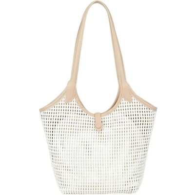 Gallantry, Damen, Tasche, Damen Shopper Handtasche Bast-optik, Braun, Rosa Gallantry, Damen, Tasche, Damen Shopper Handtasche Bast-optik, Braun, Rosa